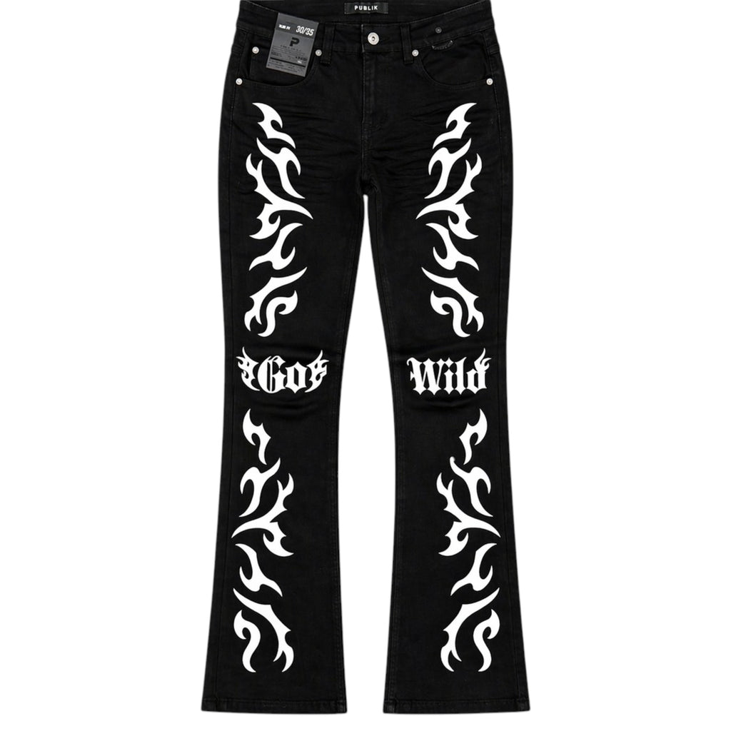 Men's Stacked Flared Go Wild Denim in Black