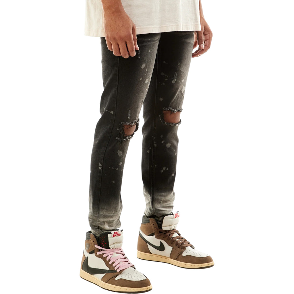 Skinny Fit Ombre Bleached Denim In  Black