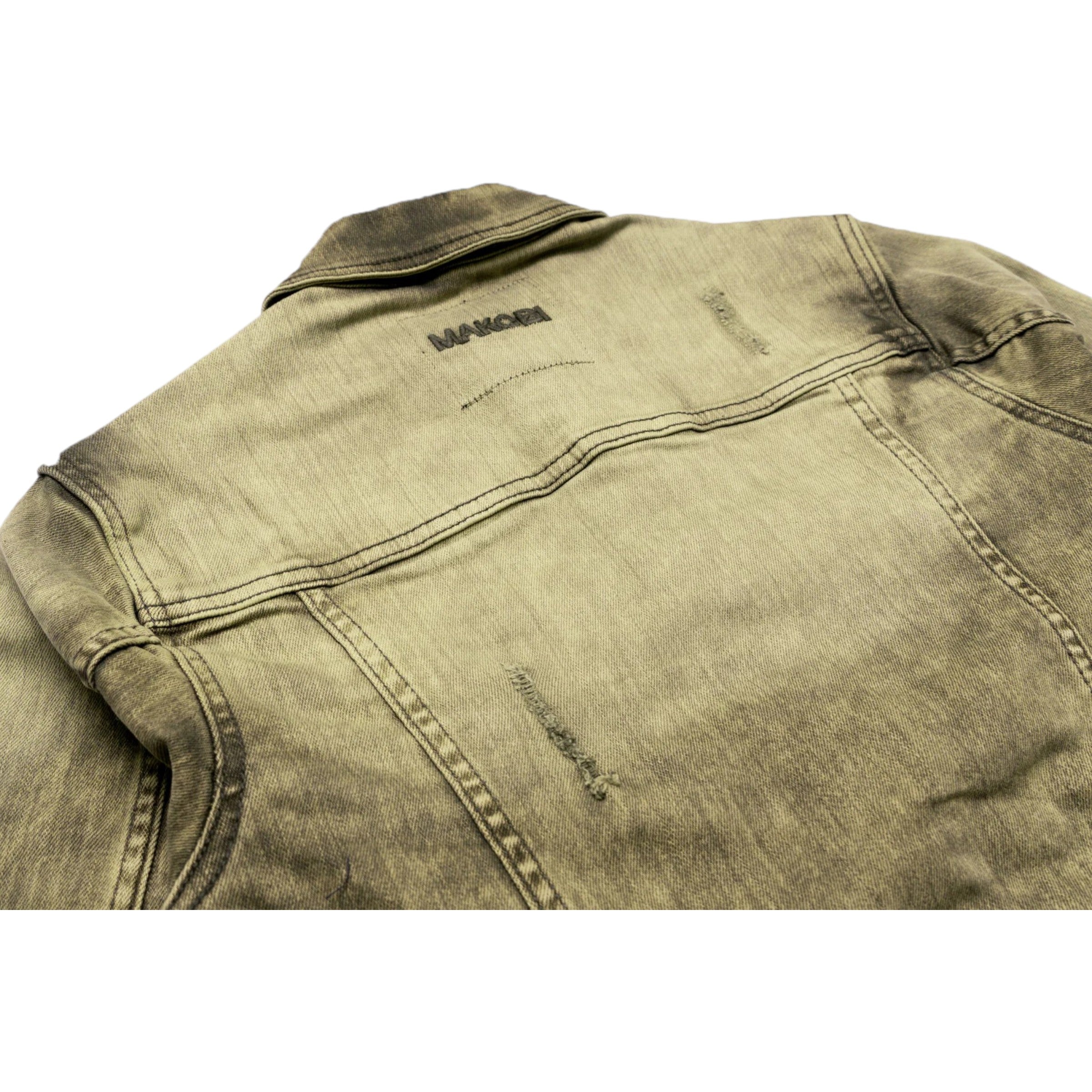 Brown denim jacket with 'Levi's' branding on a white background