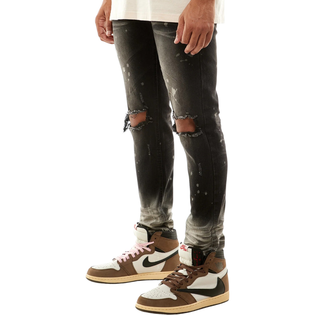 Skinny Fit Ombre Bleached Denim In  Black