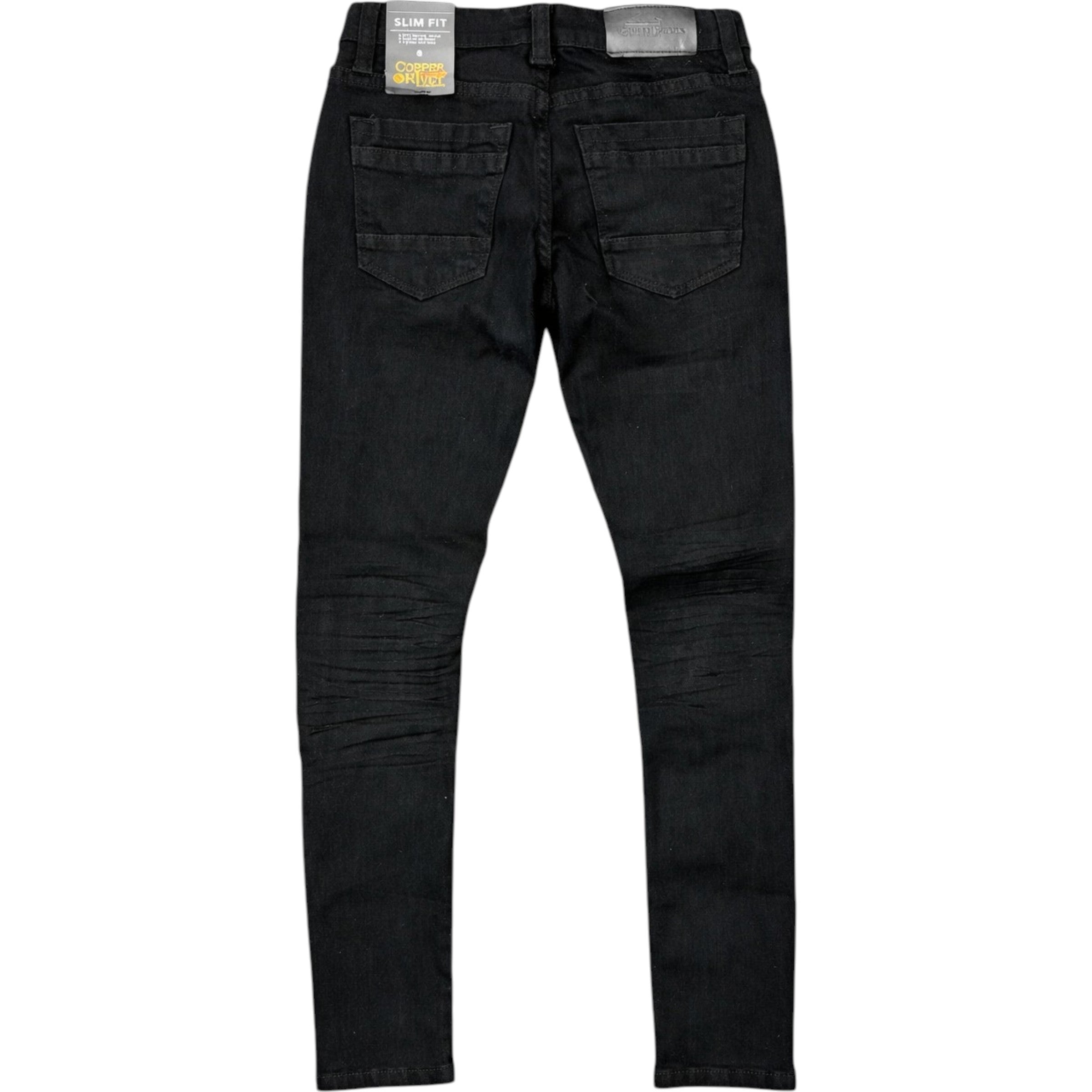 Kids Slim Fit Rip And Repair Distressed Denim In Black
