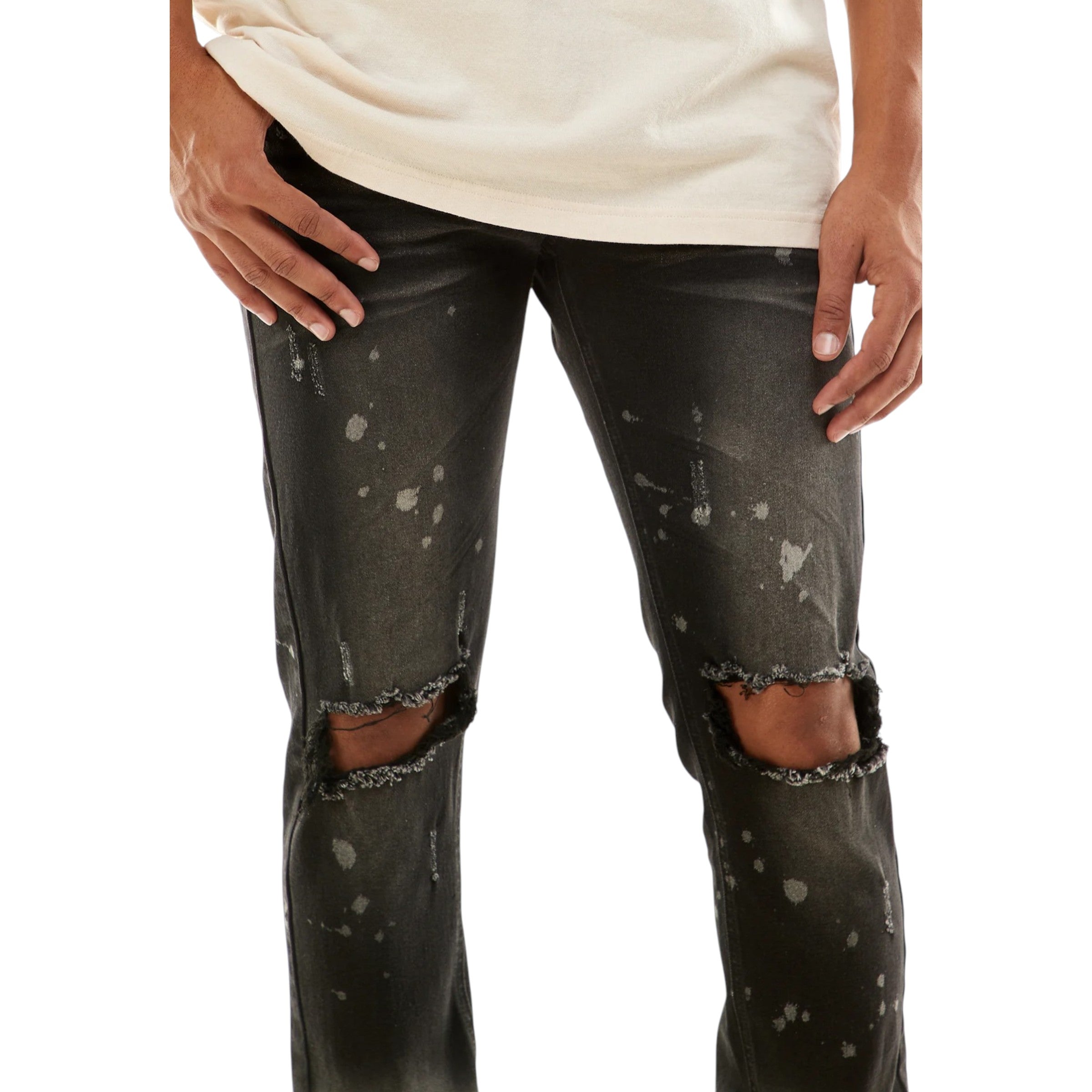 Skinny Fit Ombre Bleached Denim In  Black