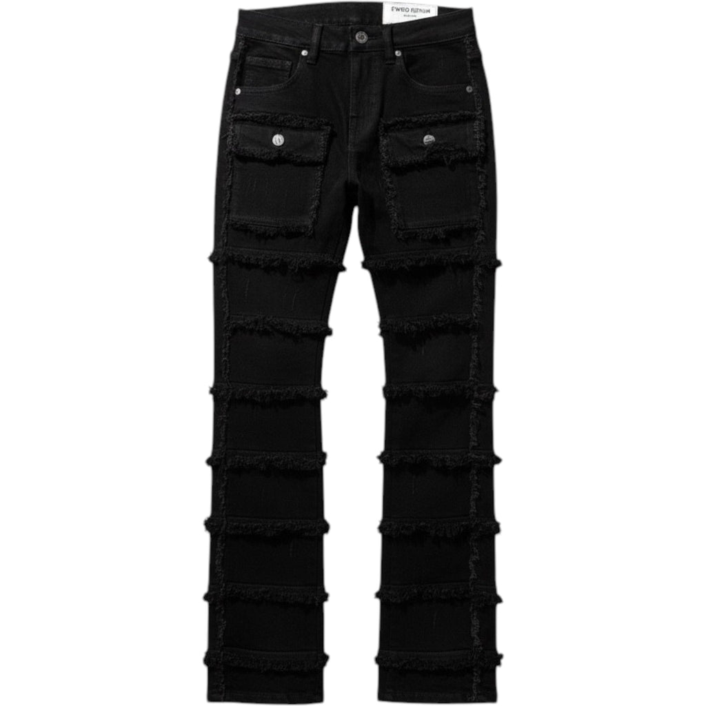 Kids Cargo Stacked Denim In Jet Black