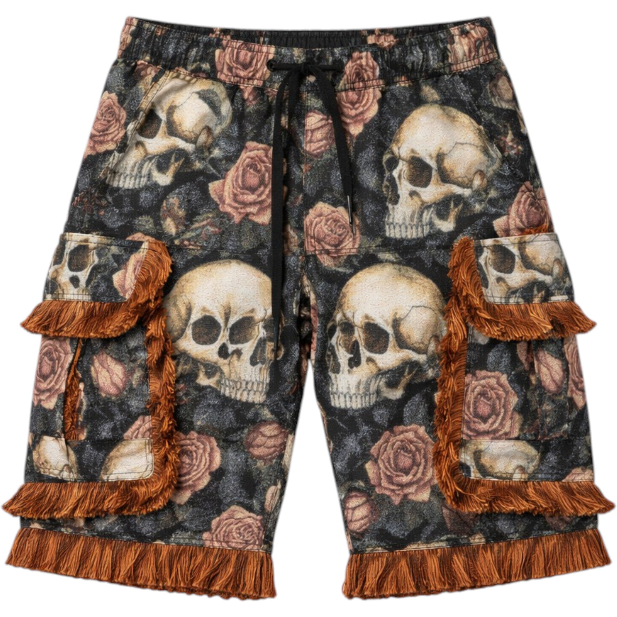 Skulls Tapestry Shorts In Multi Color