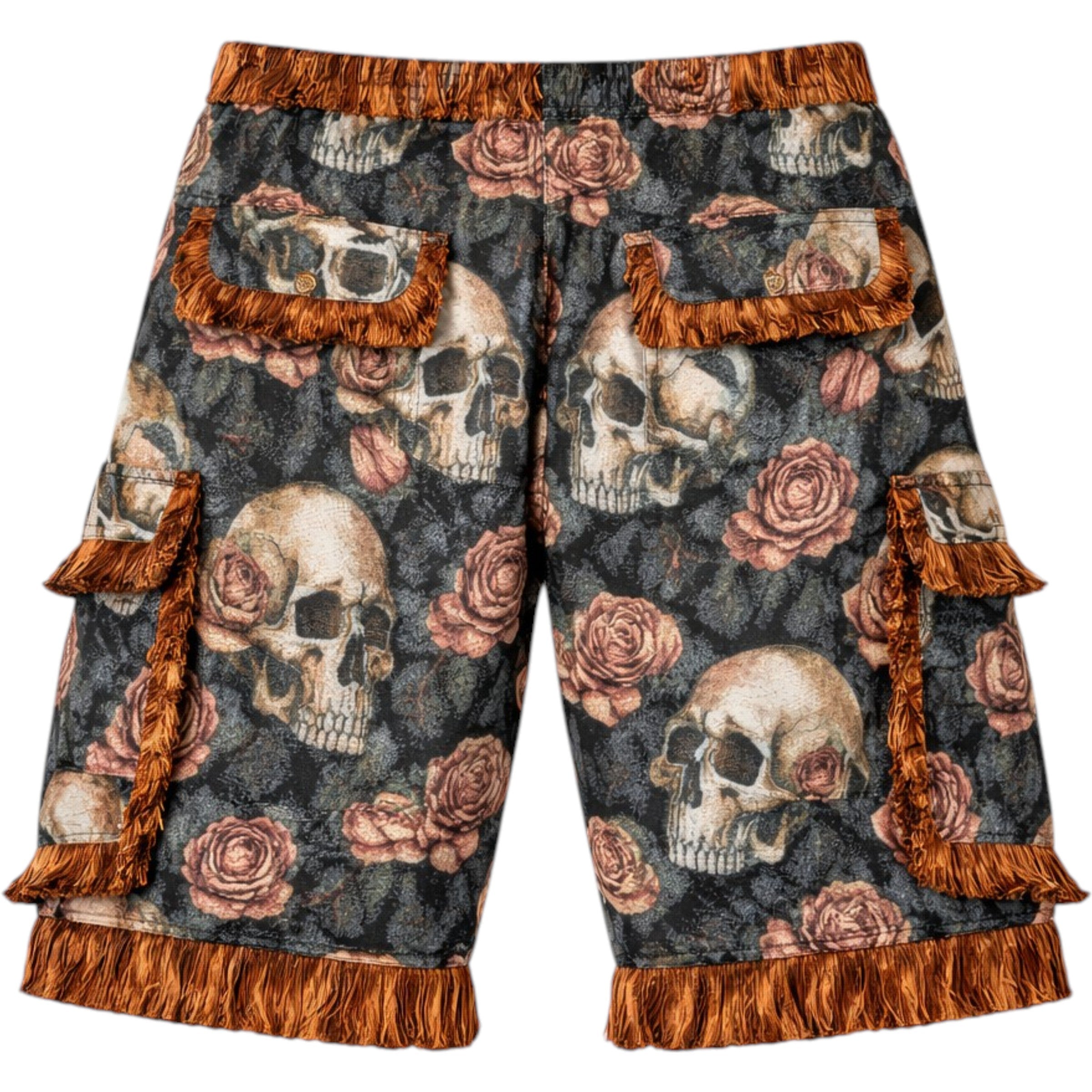Skulls Tapestry Shorts In Multi Color