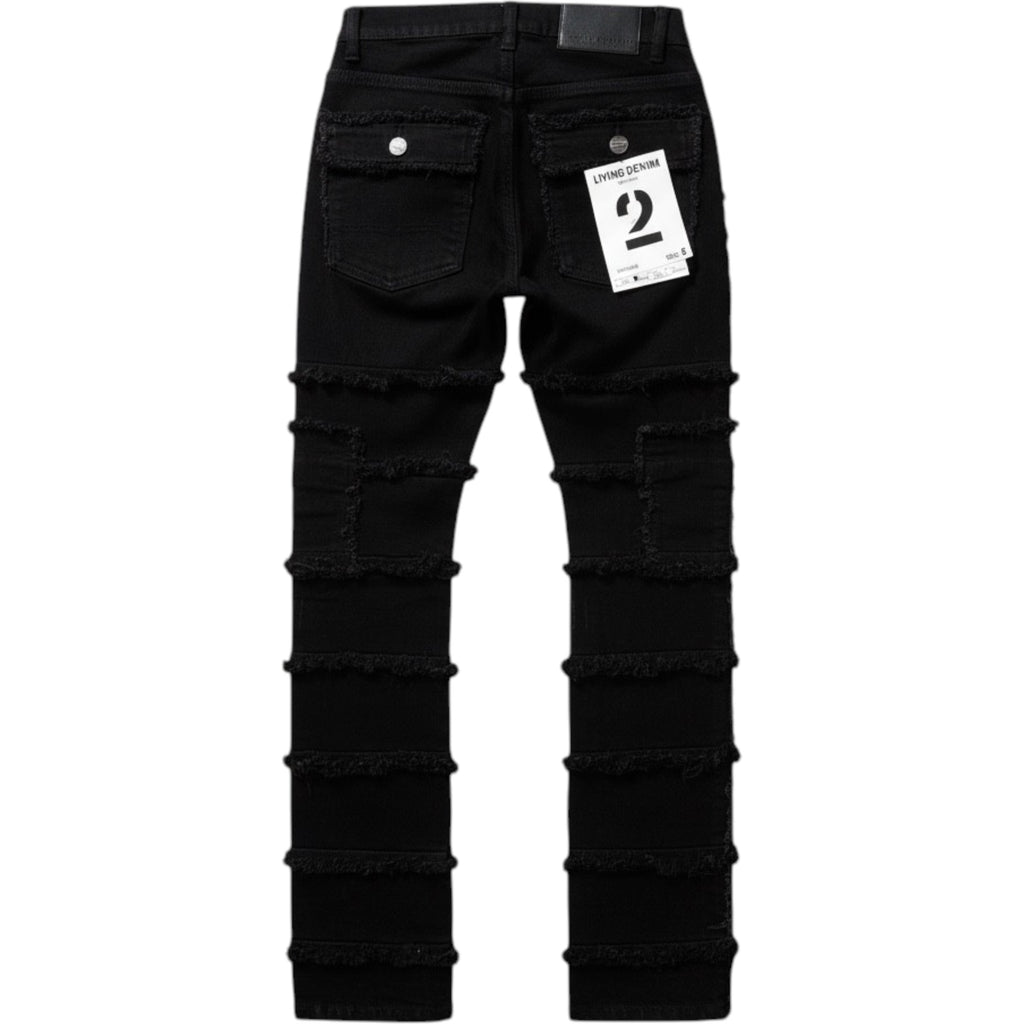Kids Cargo Stacked Denim In Jet Black