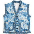 Flowers Tapestry Vest In Blue