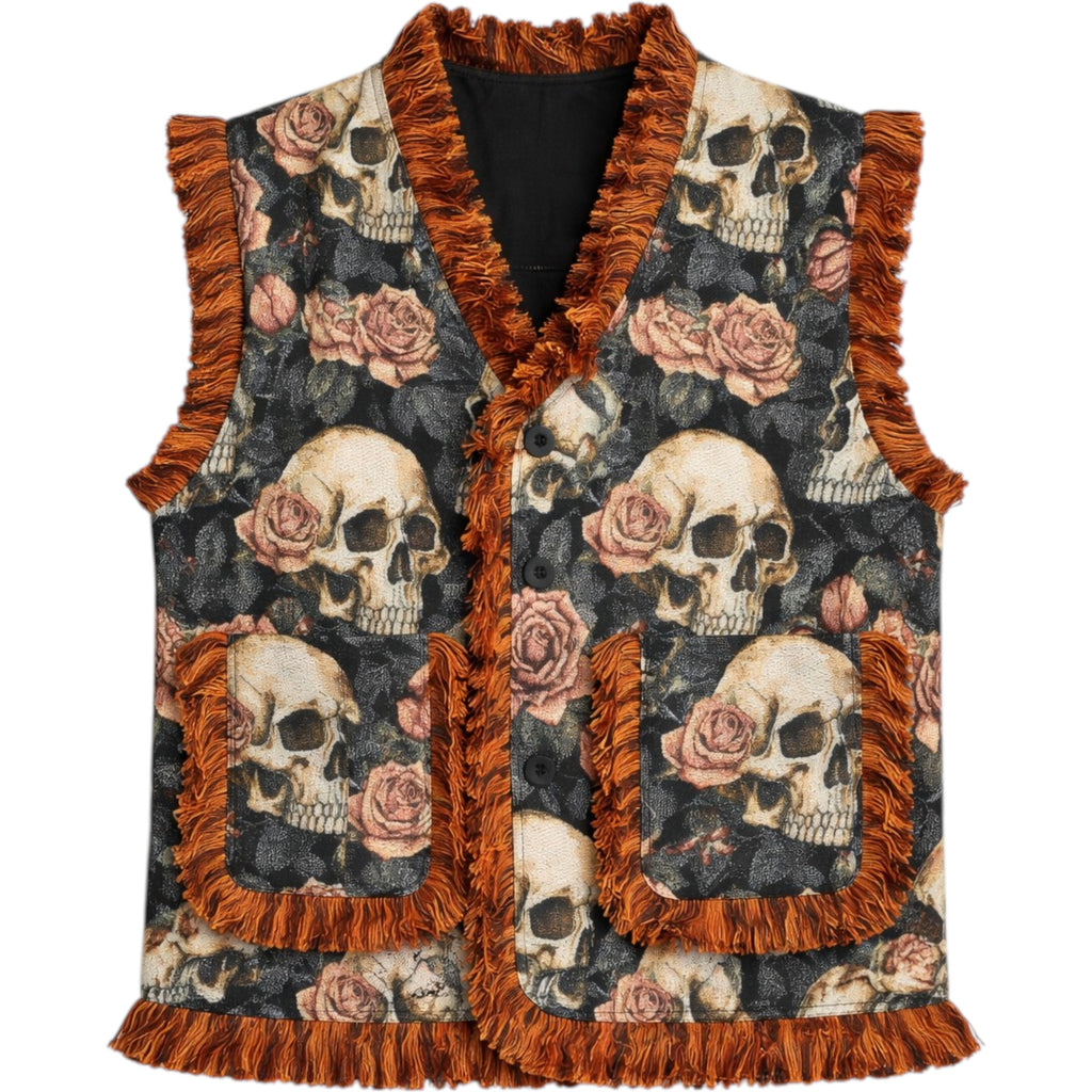 Skulls Tapestry Vest In Multi Color