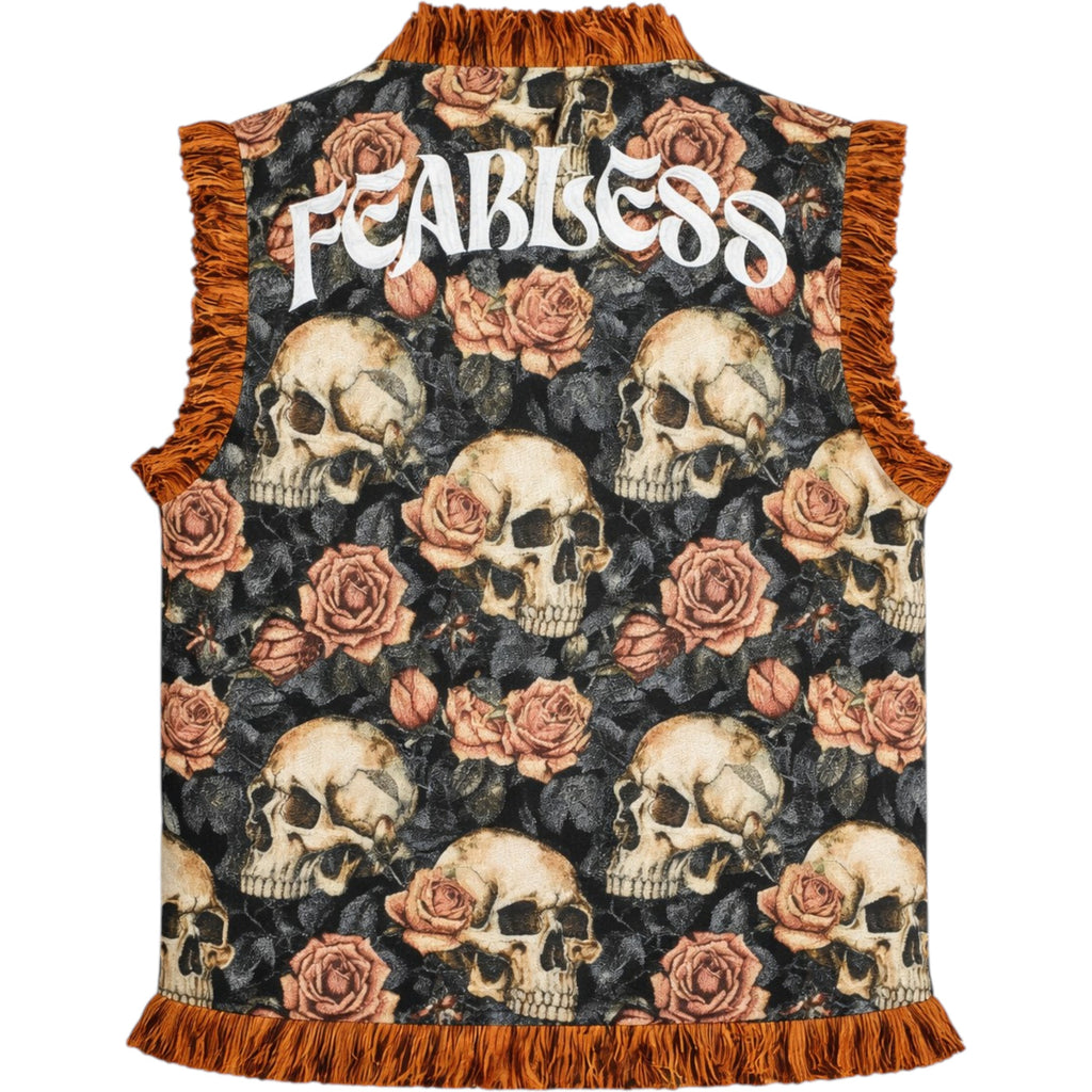 Skulls Tapestry Vest In Multi Color