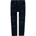 Kids Slim Fit Wild Tiger Distressed Ripple Denim In Black