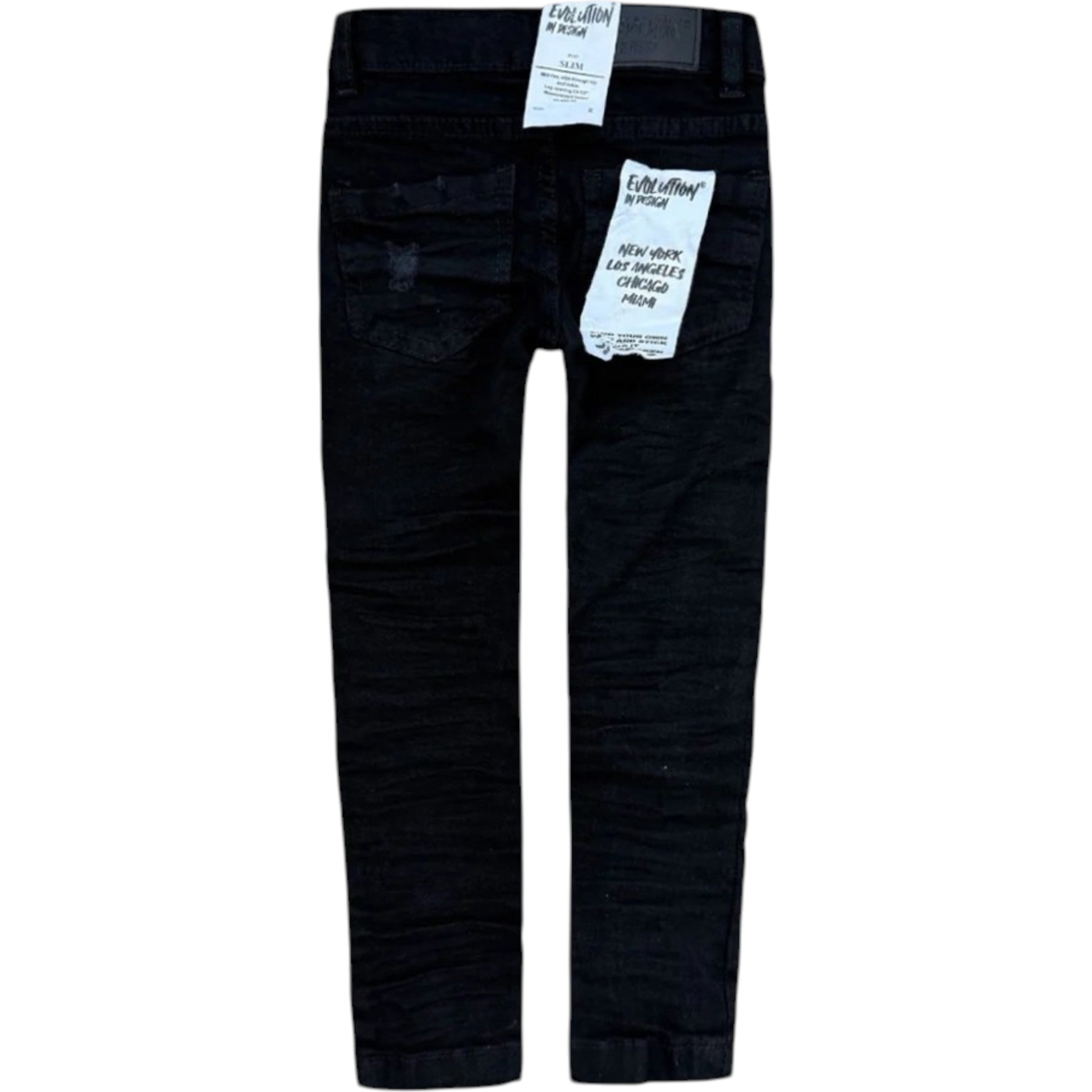 Kids Slim Fit Wild Tiger Distressed Ripple Denim In Black