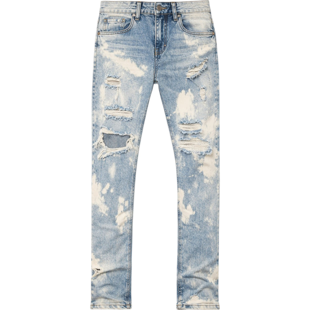 Men's Skinny Fit Bleached Denim In Blue