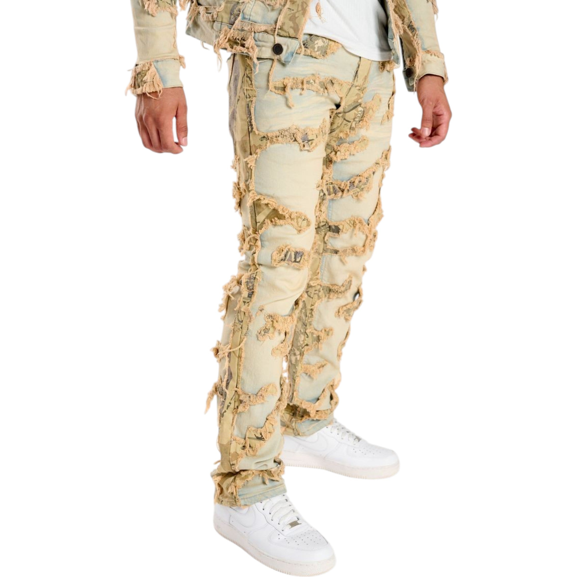 Men's Slim Straight Distressed Pattern Denim In Tint