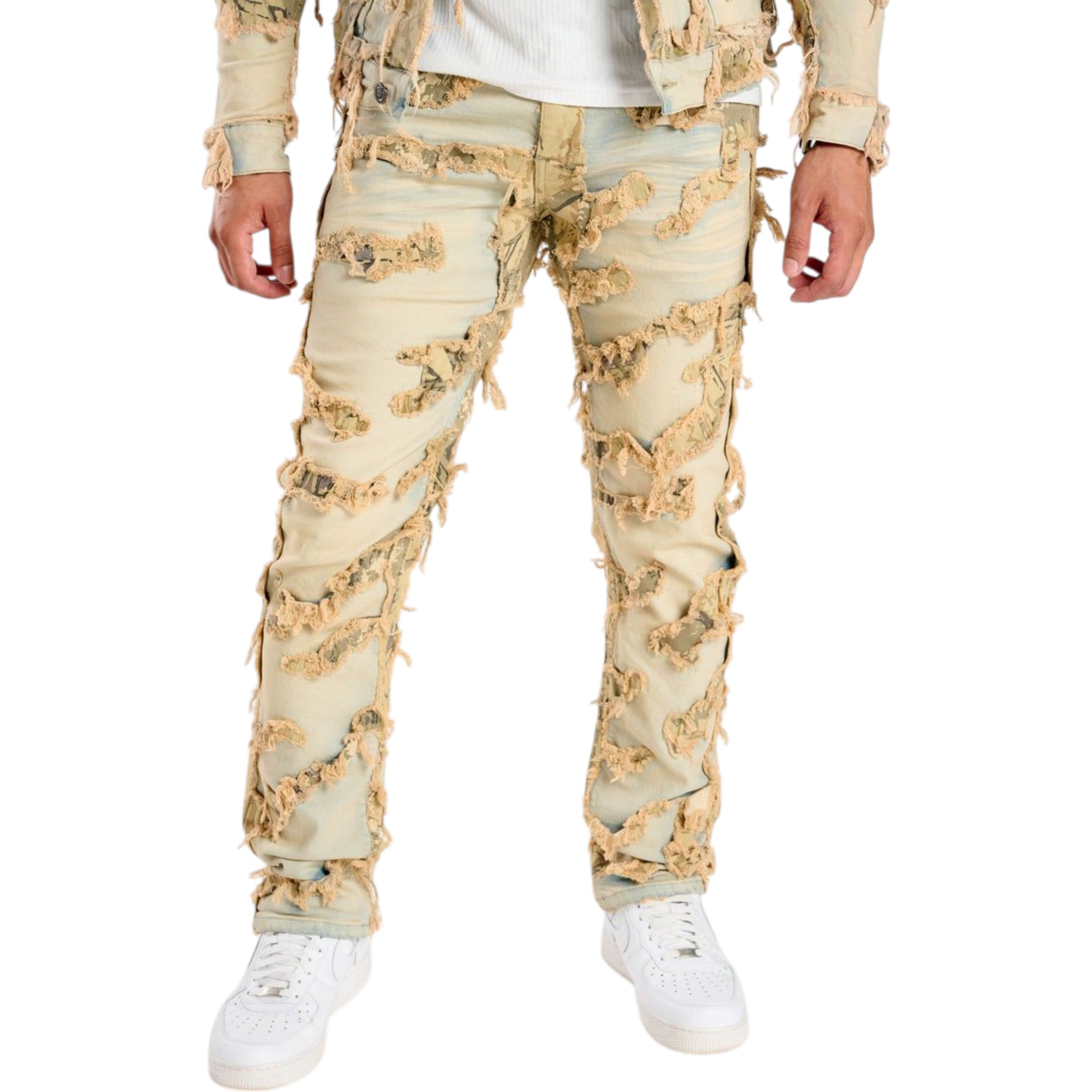 Men's Slim Straight Distressed Pattern Denim In Tint