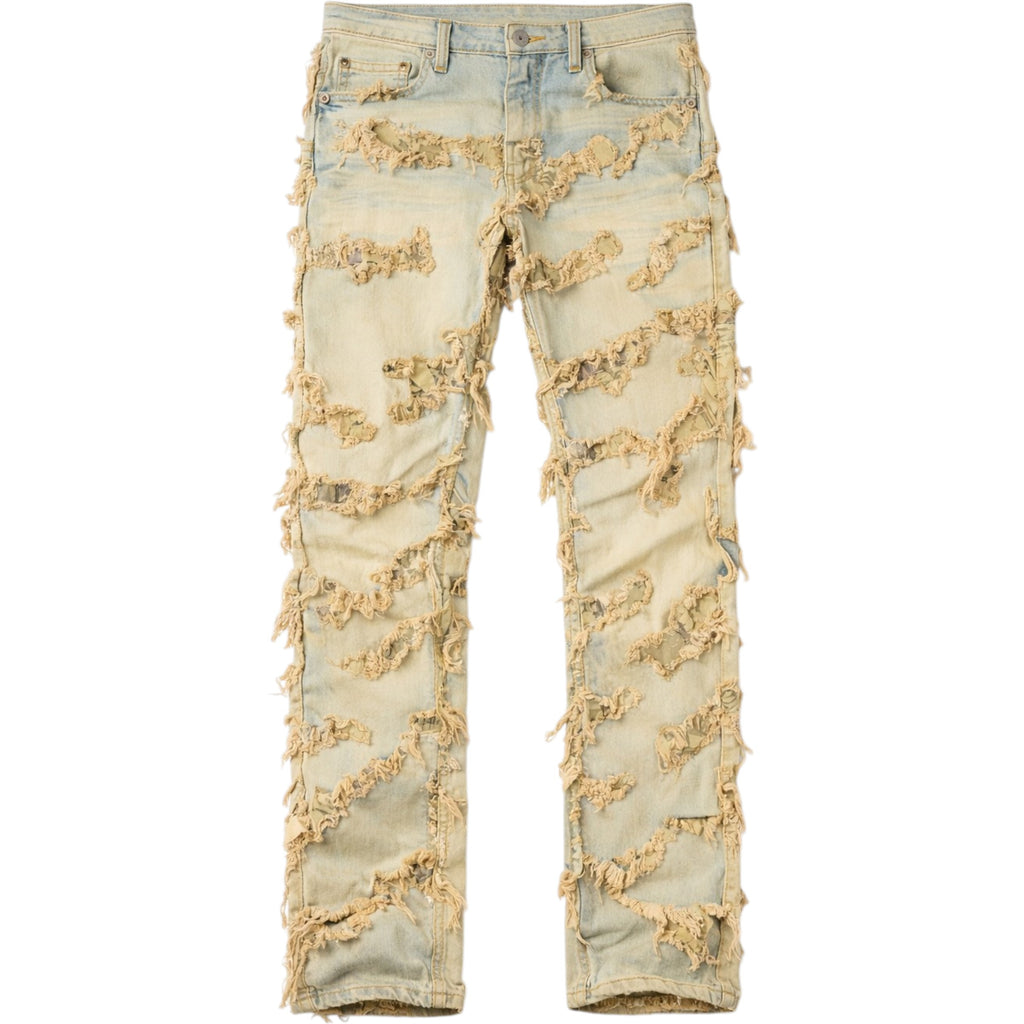 Men's Slim Straight Distressed Pattern Denim In Tint