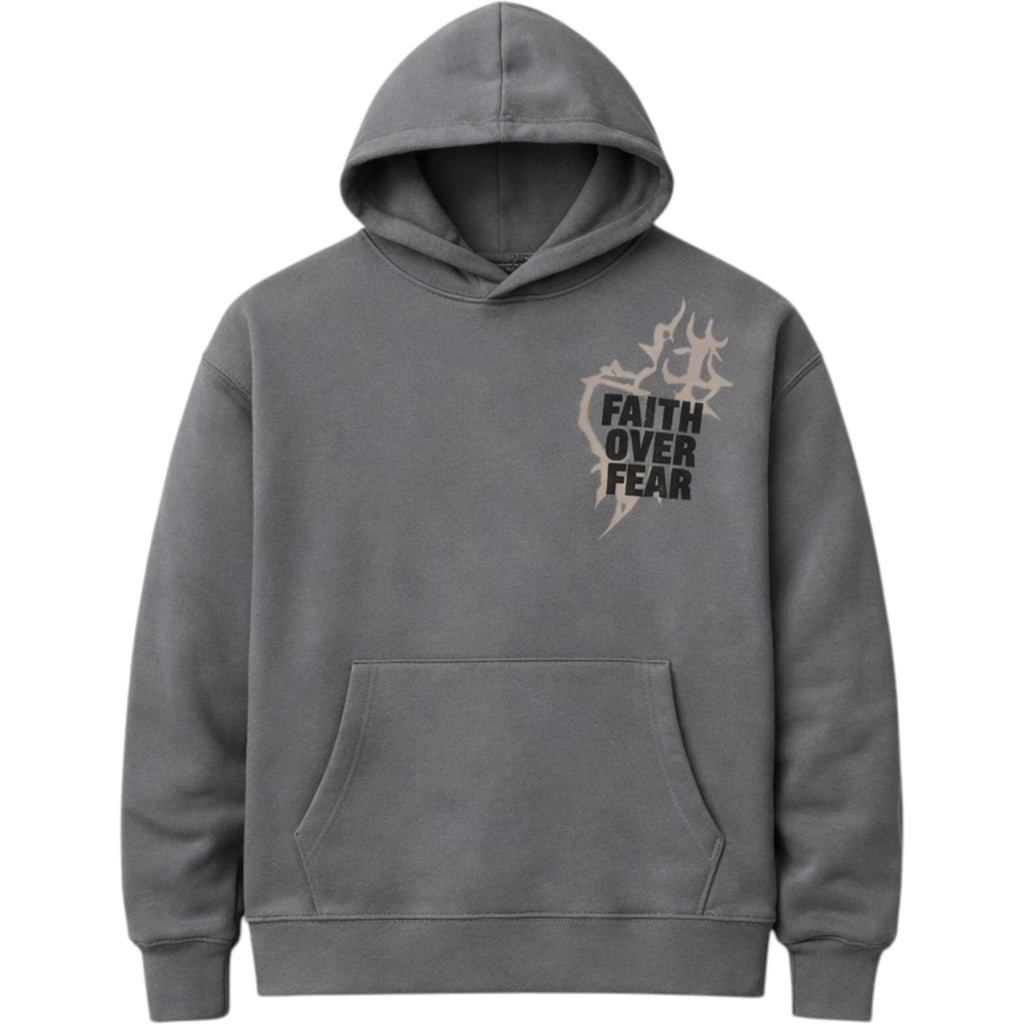 Men's Fleece Hoodie Faith Over Fear In Charcoal