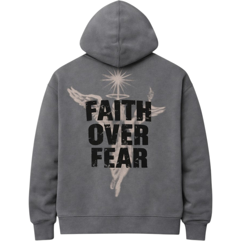 Men's Fleece Hoodie Faith Over Fear In Charcoal