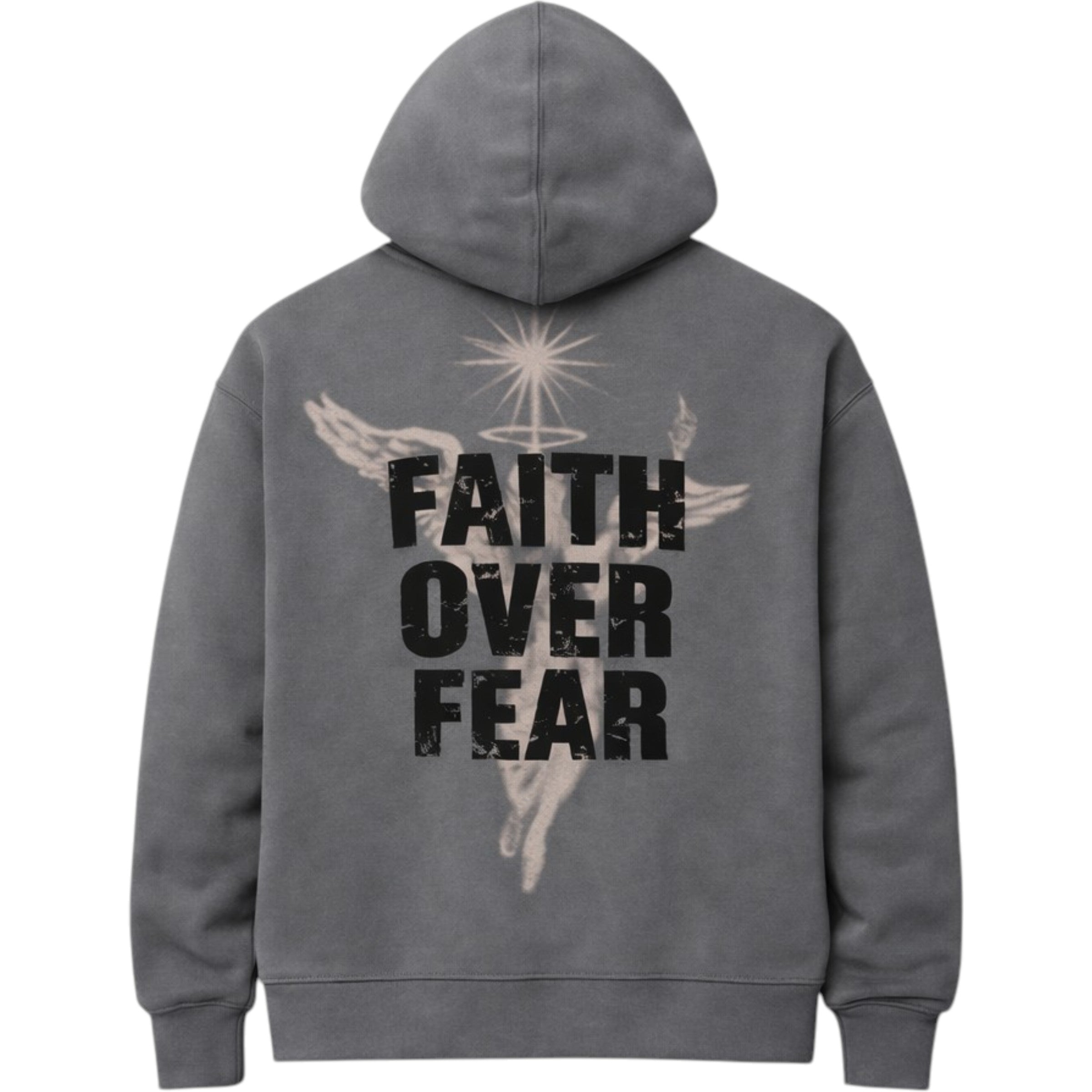 Men's Fleece Hoodie Faith Over Fear In Charcoal