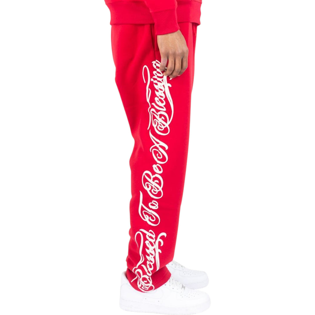 Men's Fleece Sweatpants Blessed In Red