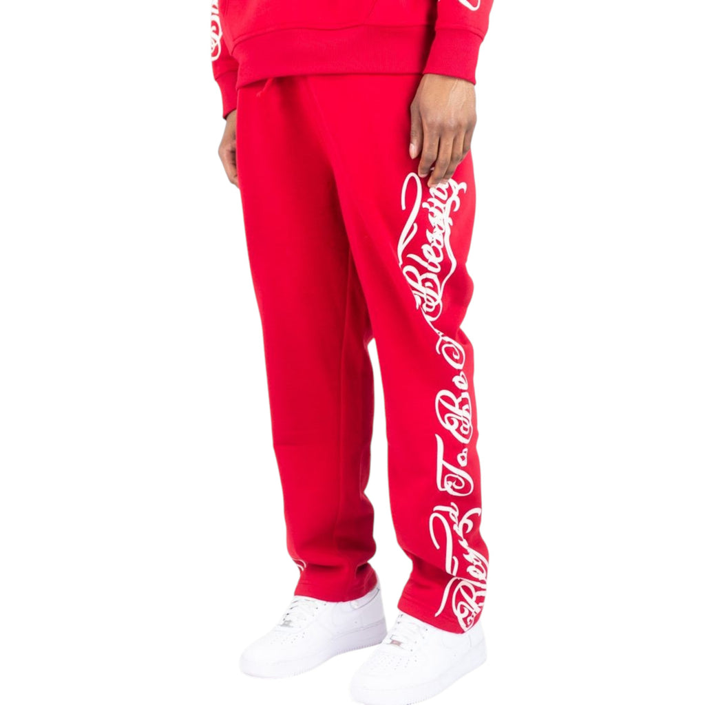 Men's Fleece Sweatpants Blessed In Red