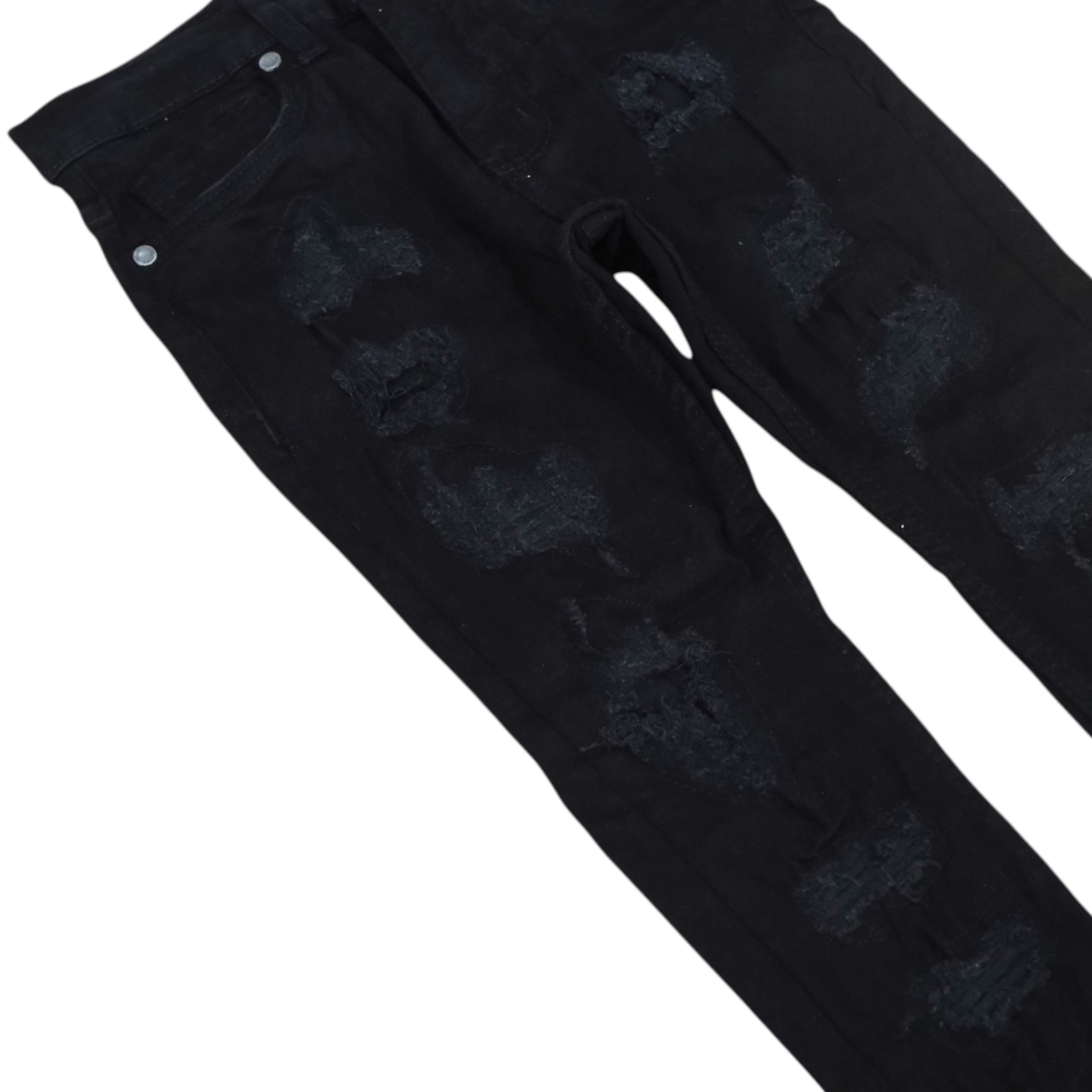 Kids Slim Fit Rock The Bells Distressed Denim In Jet Black