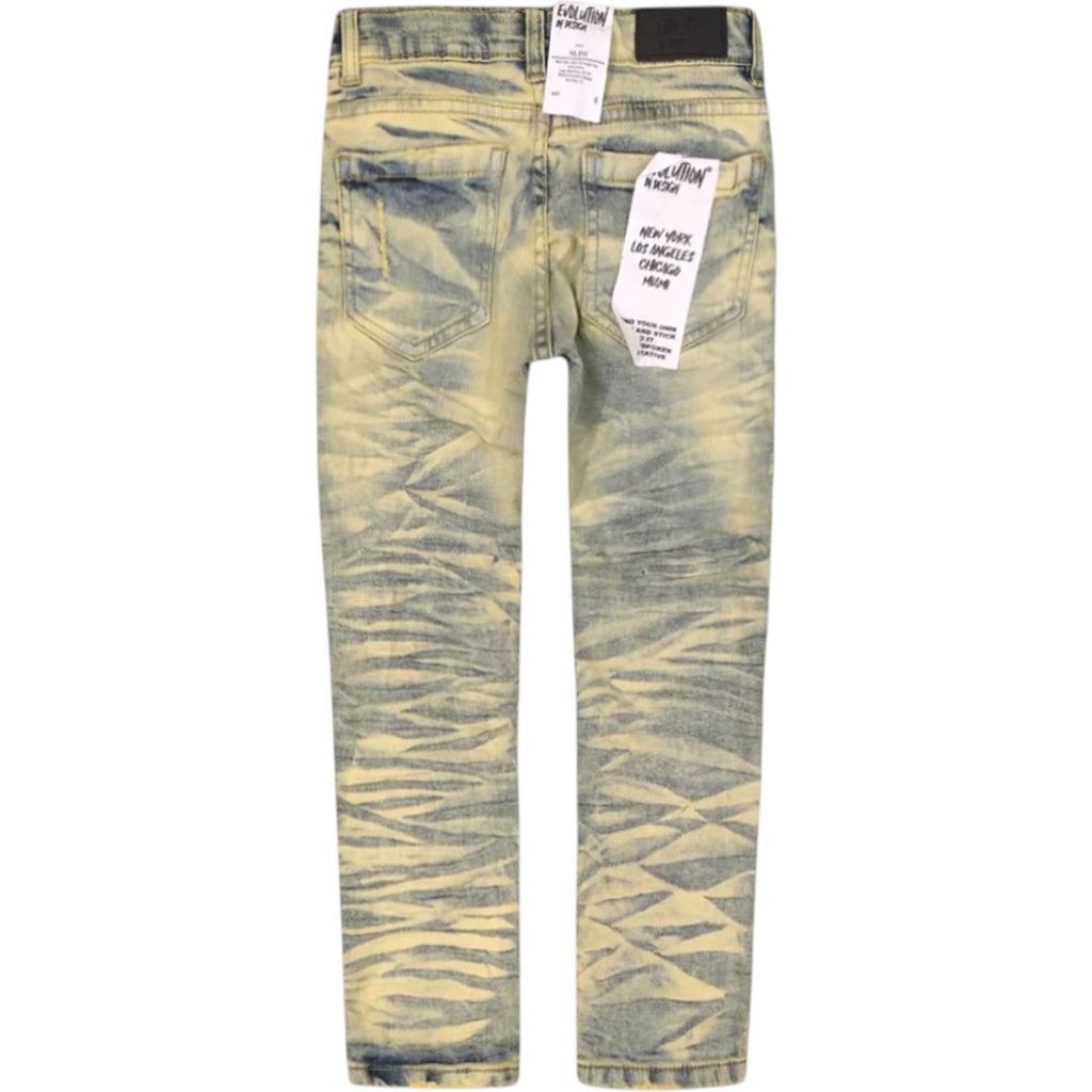 Kids Slim Fit Wild Tiger Distressed Ripple Denim In Ice Tint