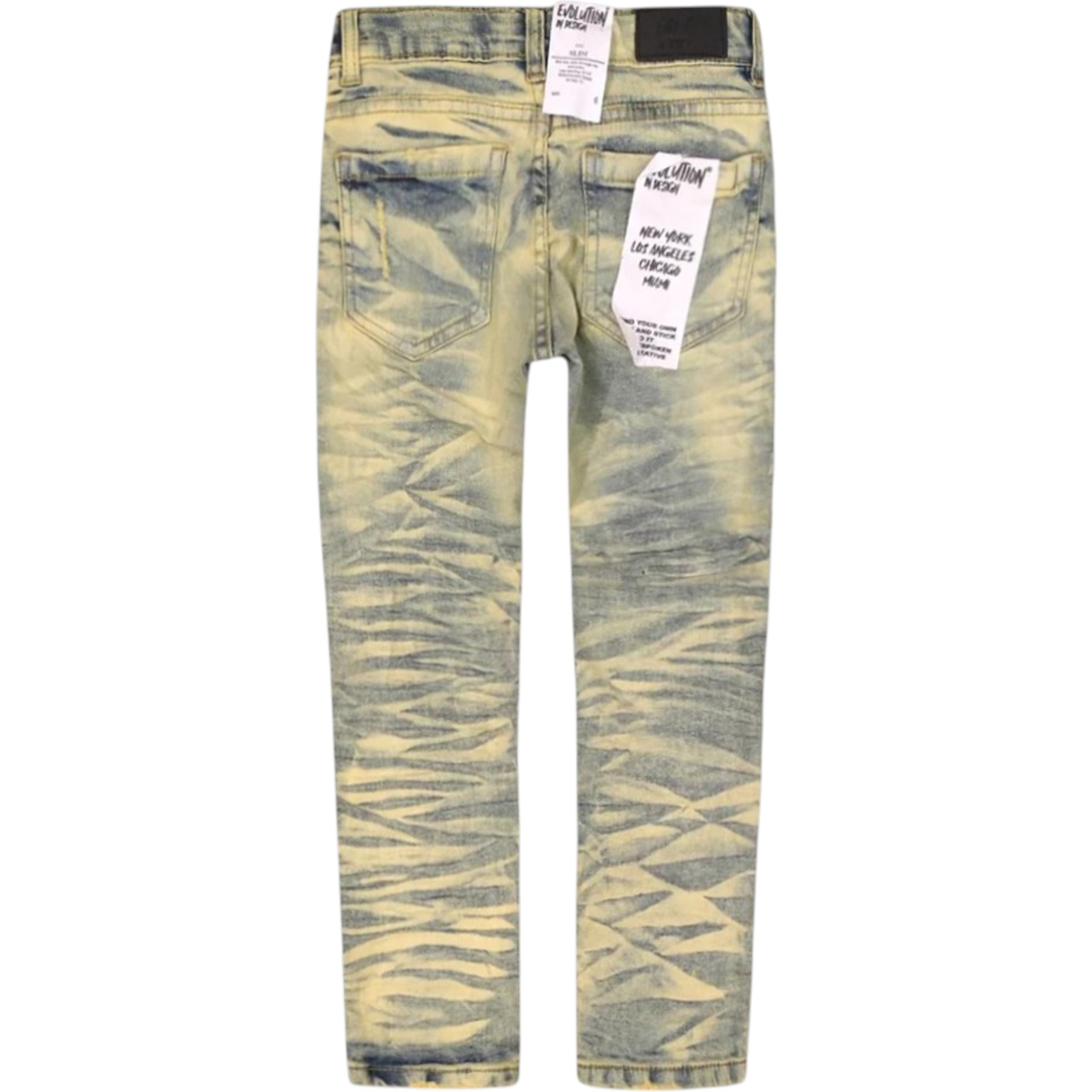 Kids Slim Fit Wild Tiger Distressed Ripple Denim In Ice Tint
