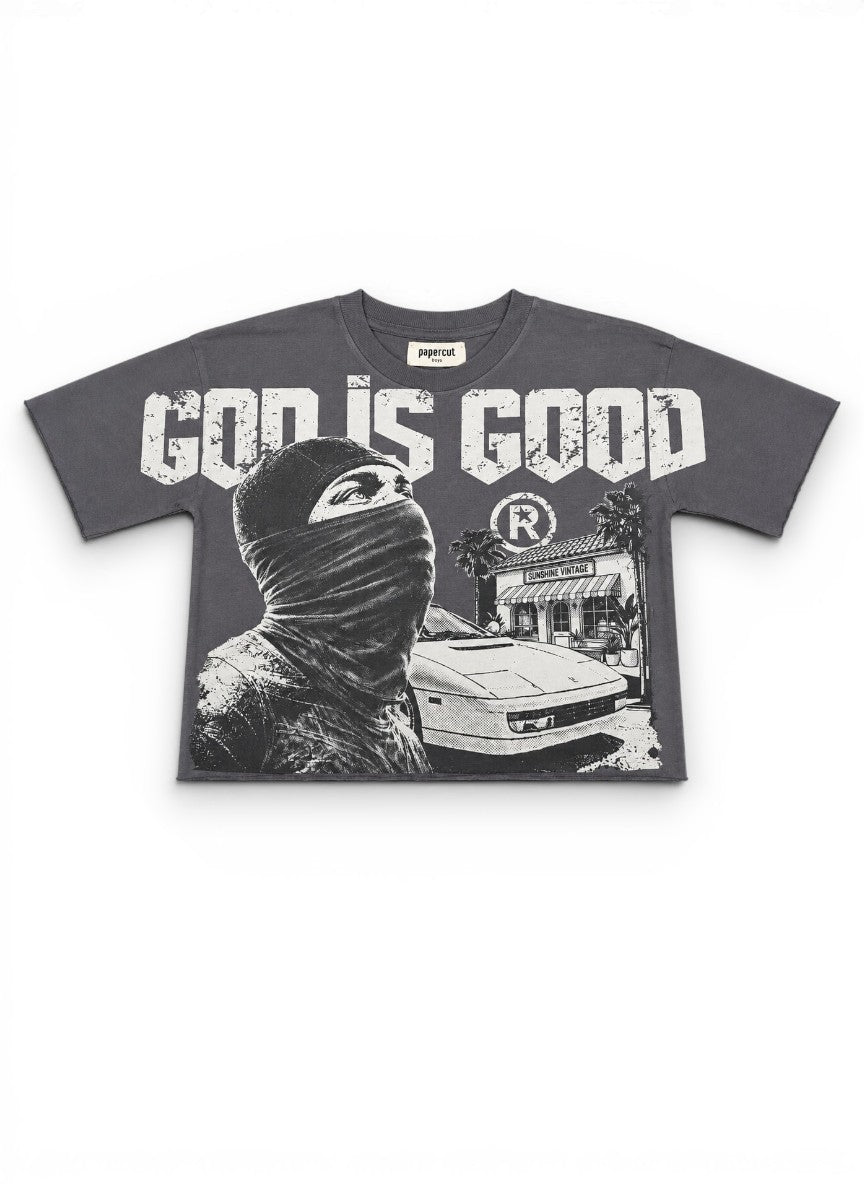 Kid's God Is Good Corped T-Shirt In Gray – DubForty