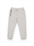 Gray sweatpants with a black zipper on a white background by Dubforty.