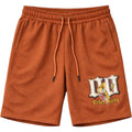 Orange shorts with a logo on a white background