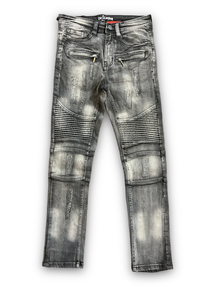 Men's Slim Fit Biker Denim In Black Wash