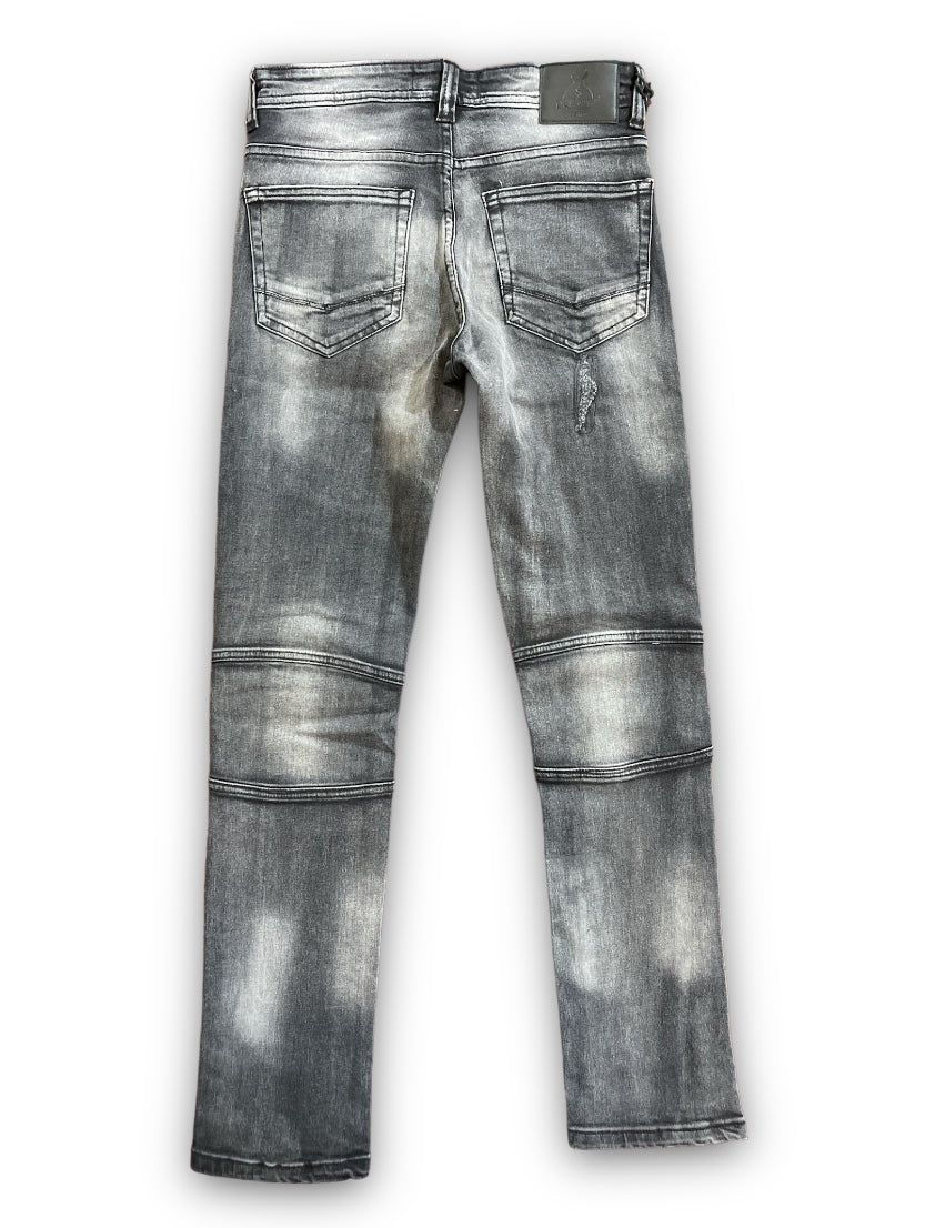 Men's Slim Fit Biker Denim In Black Wash