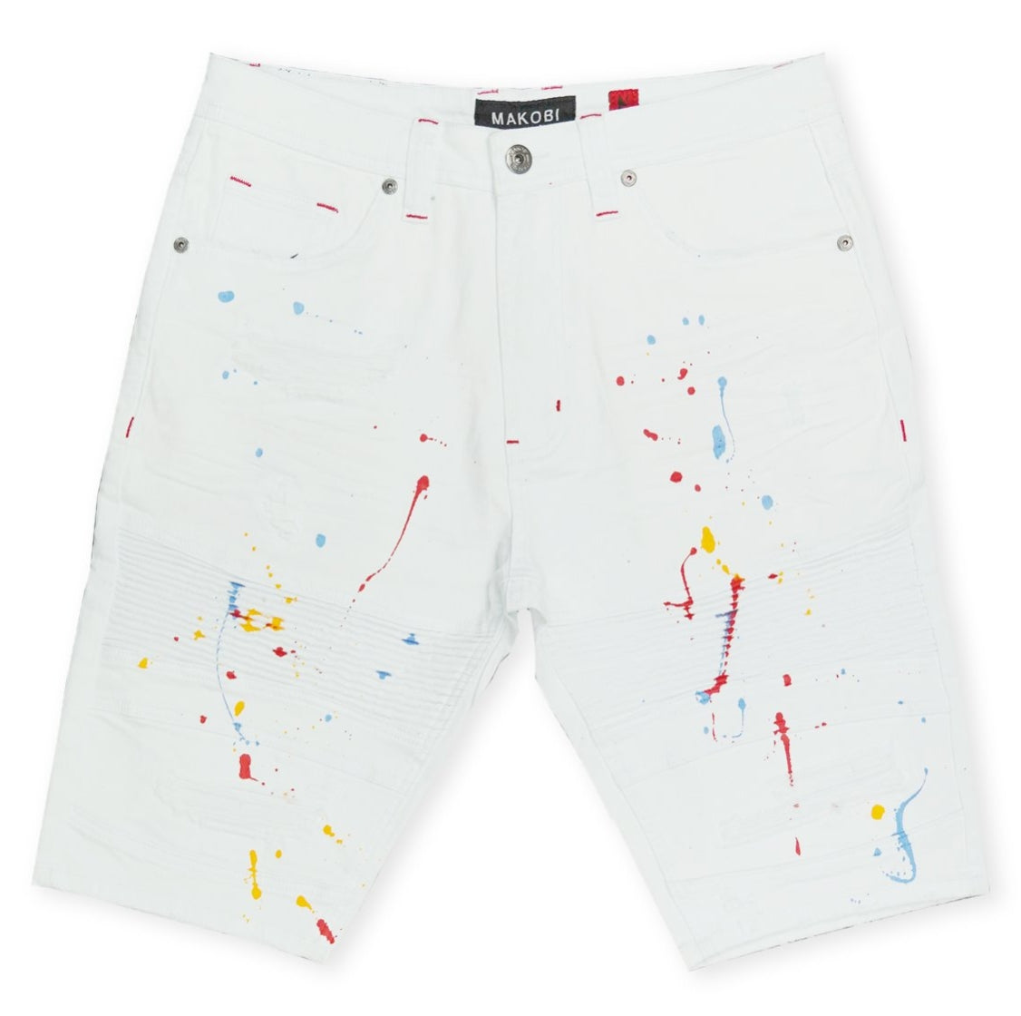 Men's Biker Denim Shorts Willard in White