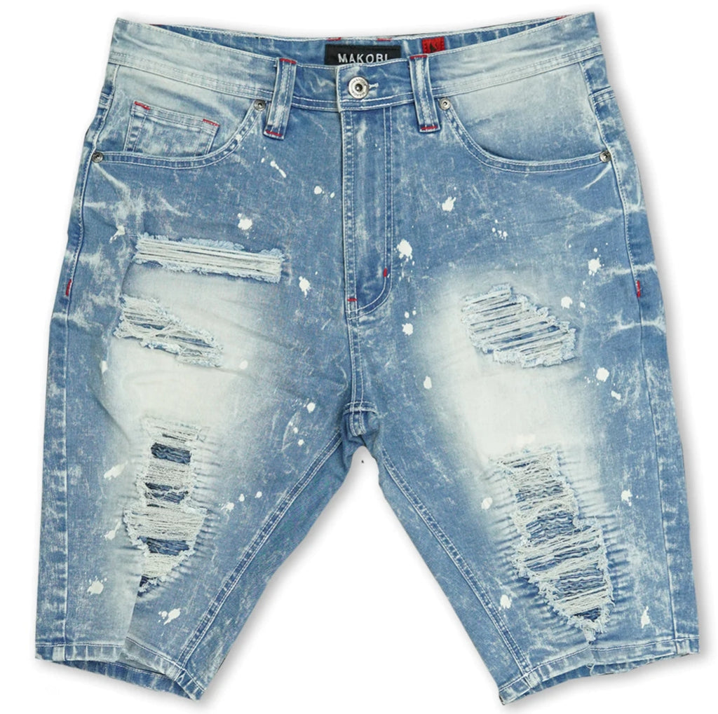Men's Patched Denim Shorts Pintuck