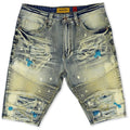 Men's Biker Shredded Denim Shorts