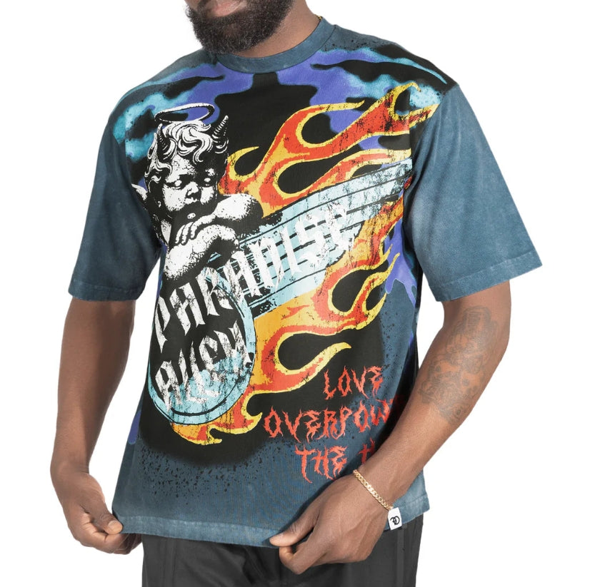 Men's Oversized Fake Love T-Shirt in Blue F169