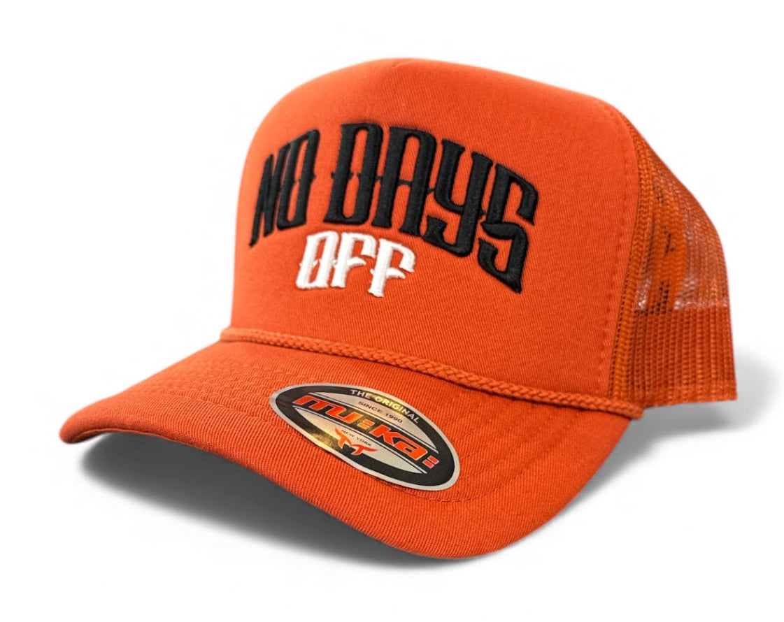 Trucker Hat No Days Off in Bright Orange