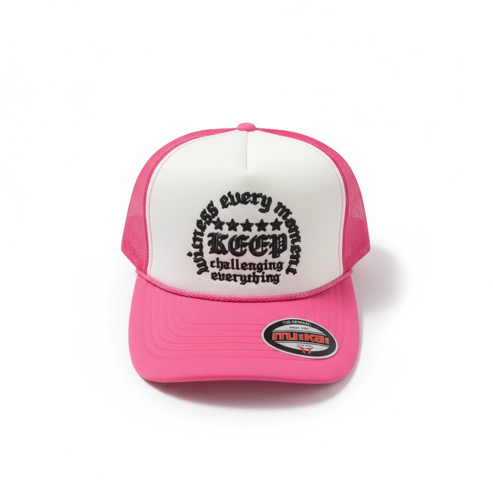 Trucker Hat Keep Challenging in Pink