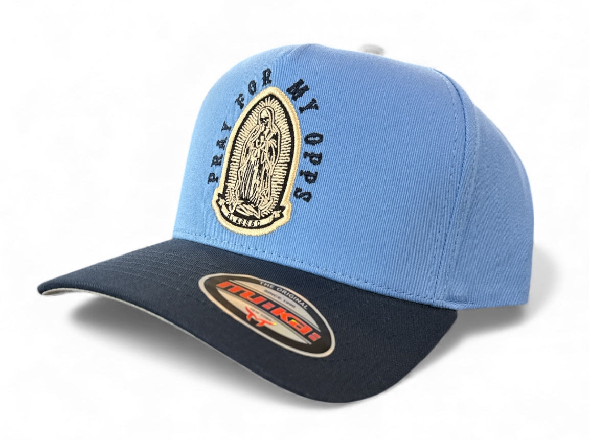 Snapback Hat Pray for My Opps in Sky Blue/Navy