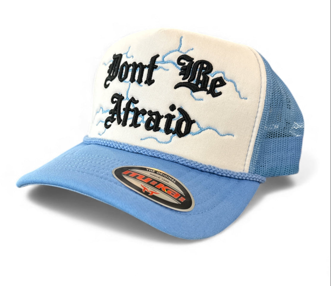 Trucker Hat Don’t Be Afraid in Sky Blue