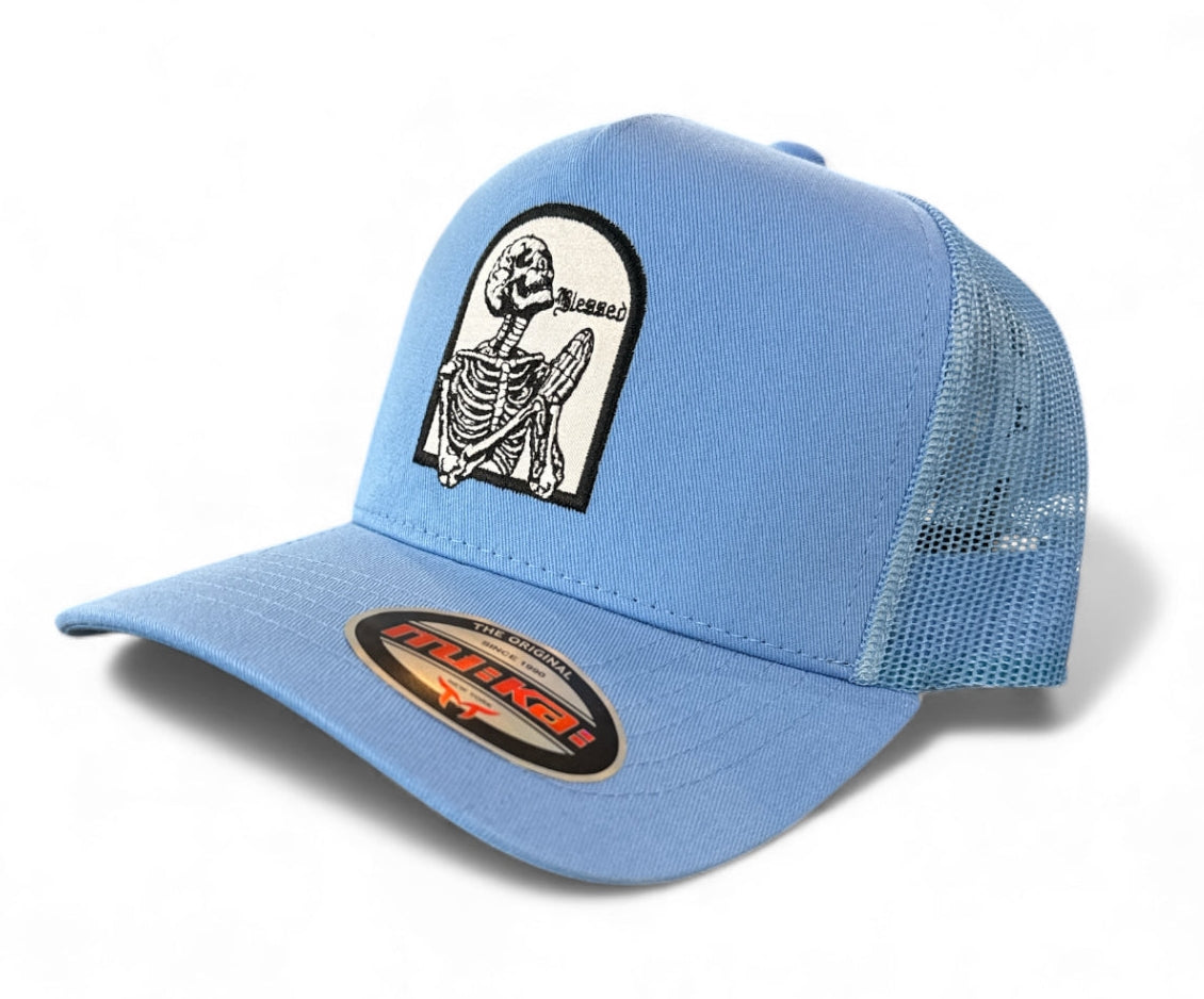 Trucker Hat Blessed in Sky Blue