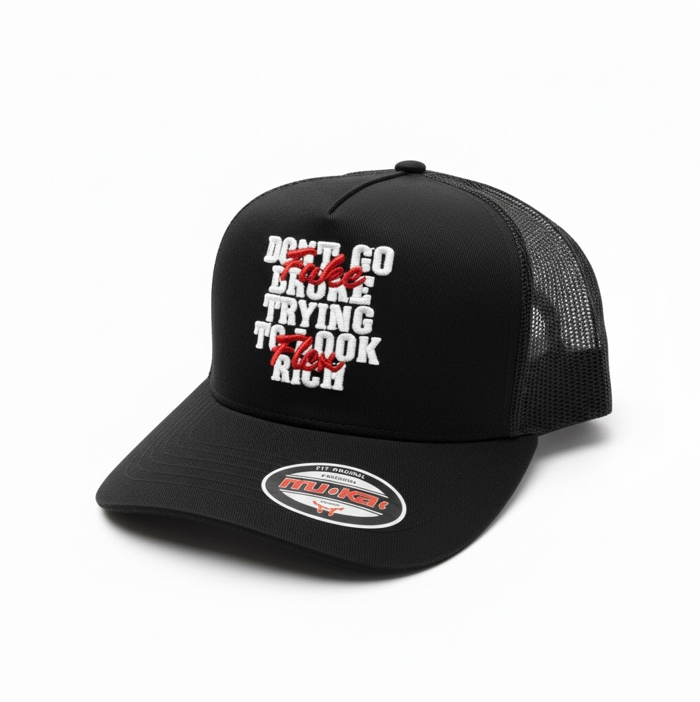 Trucker Hat Fake Flex in Black