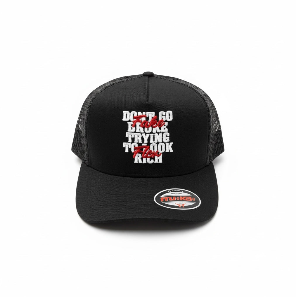 Trucker Hat Fake Flex in Black
