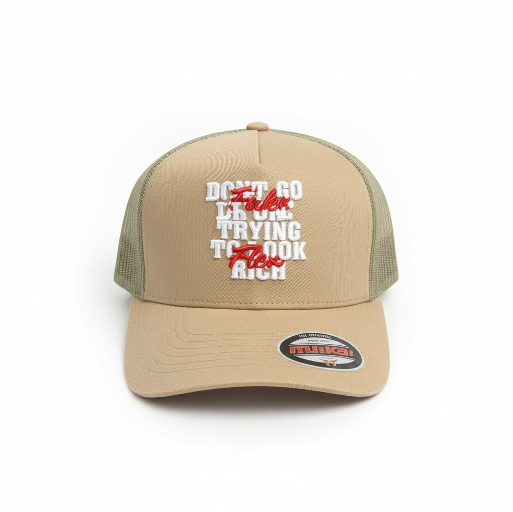 Trucker Hat Fake Flex in Khaki
