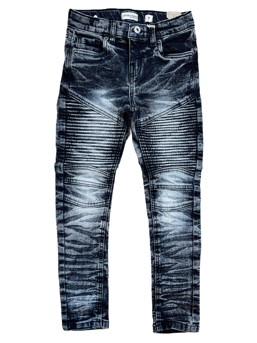 Kids Slim Fit Wild Tiger Biker Denim in Wash Black