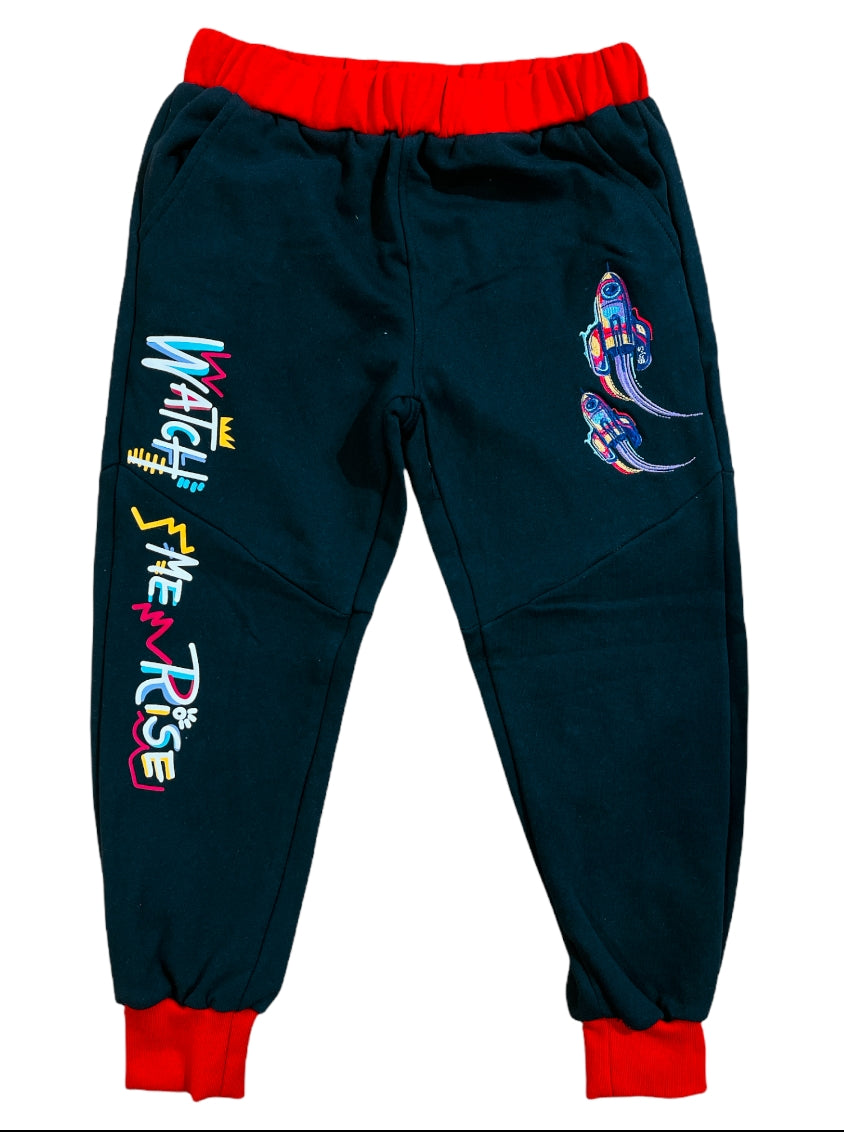 Kids Sweatpants Joggers Watch Me Rise In Navy
