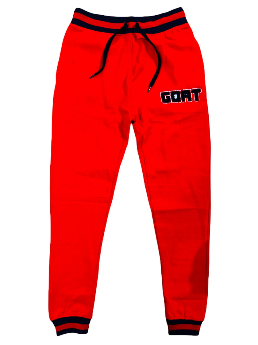 Kids Goat Chenille Patch Sweatpants Joggers in Red