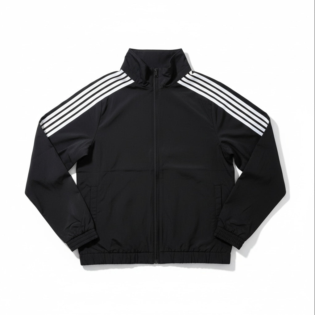 Kids Nylon Stripes Jacket in Black