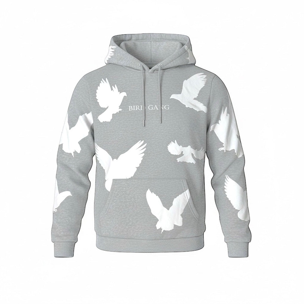 Men's Bird Gang Hoodie in Heather Grey