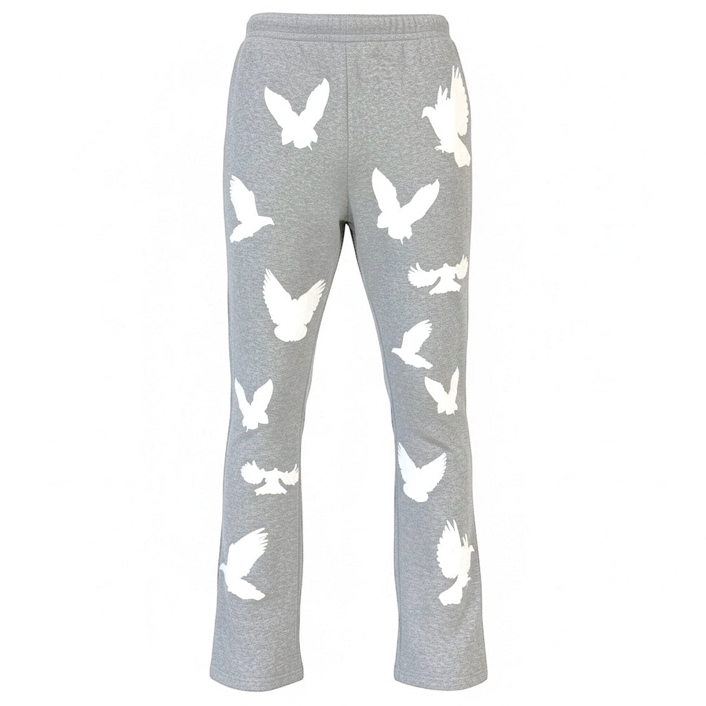 Men's Bird Gang Stacked Sweatpants in GREY